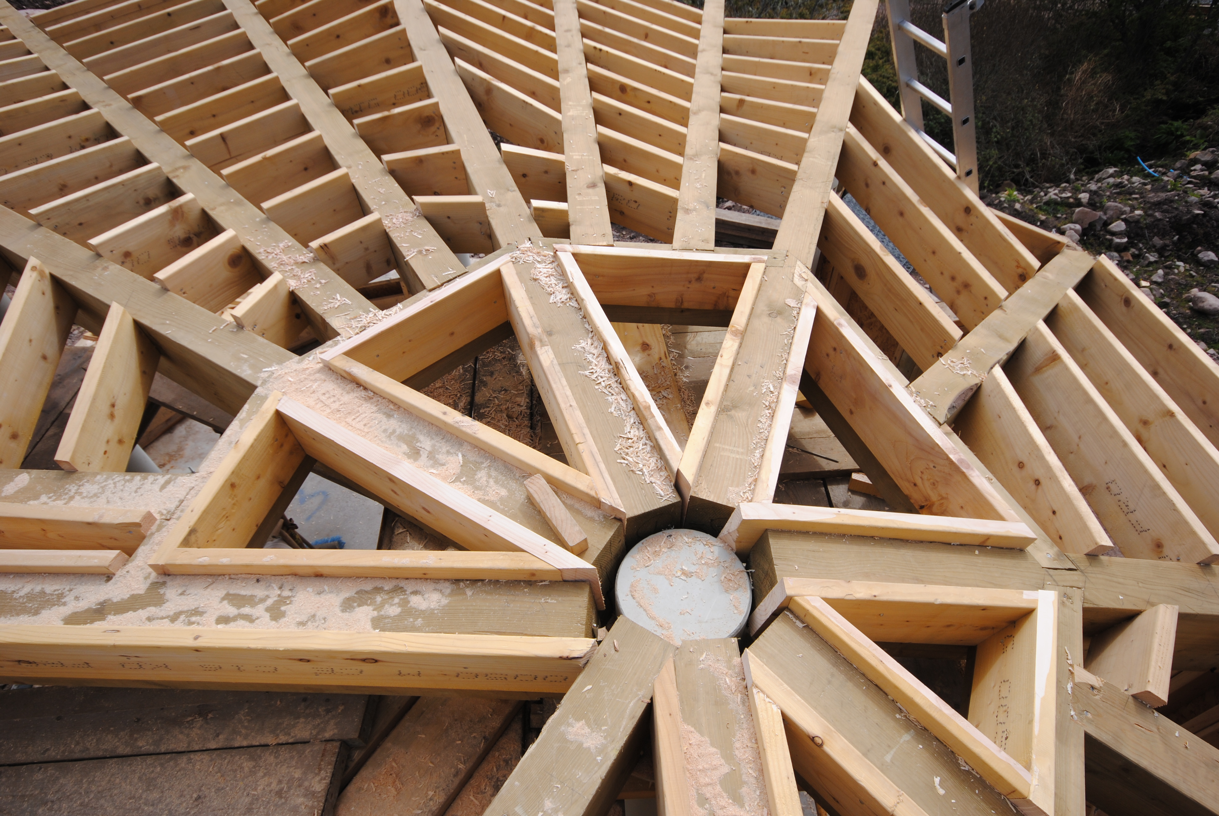 Detailed timber roof joinery structure