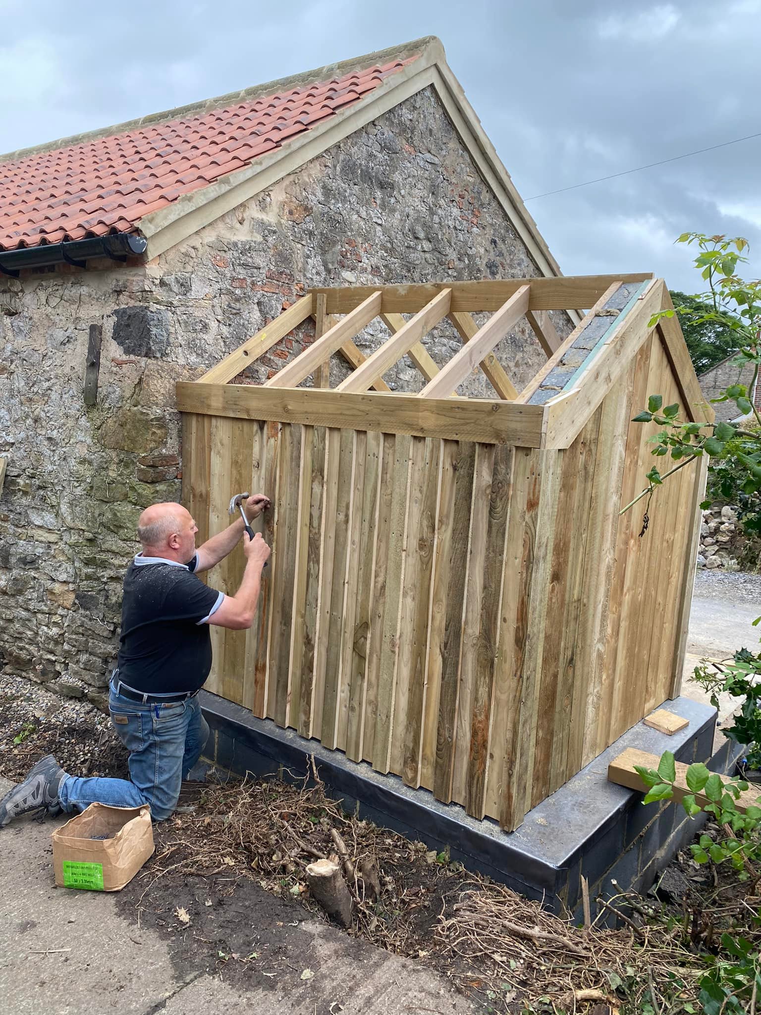Timber roof frame being built by Northshire