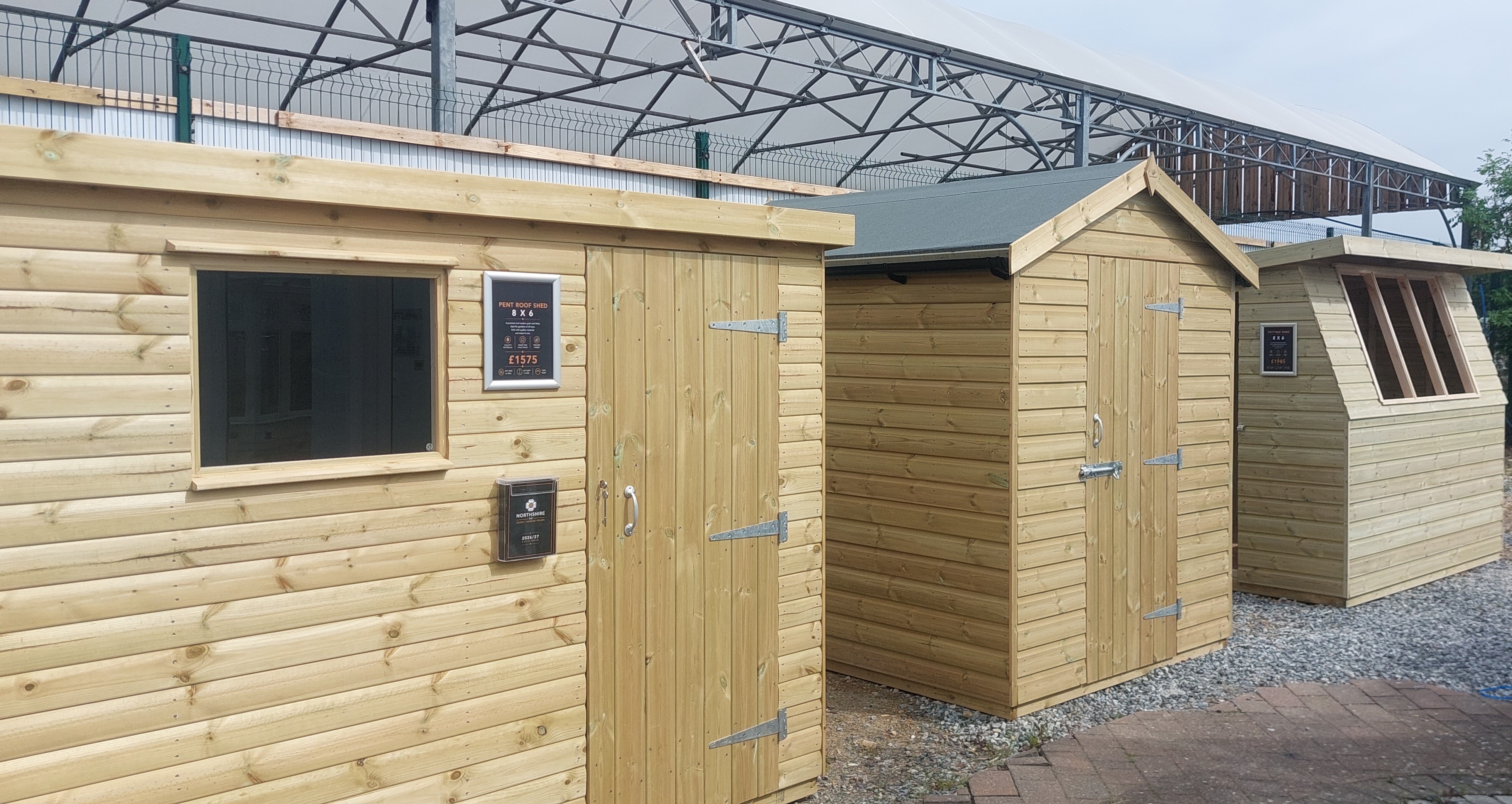 Northshire sheds and garden rooms on display at Strikes Garden Centre